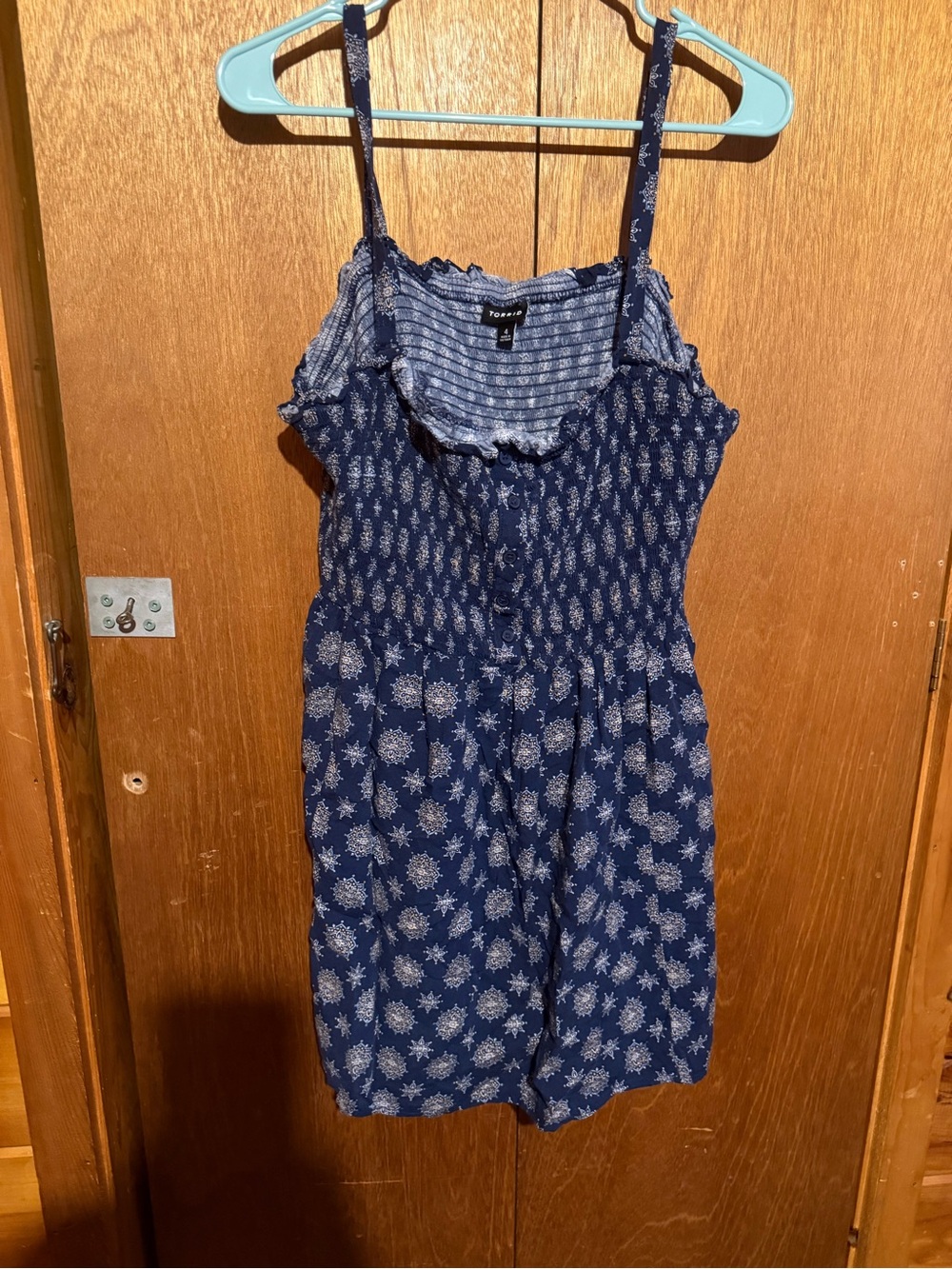torrid Navy Blue Floral Smocked Tank Top